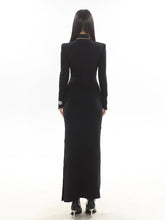 Knitted Patchwork Leather Dres